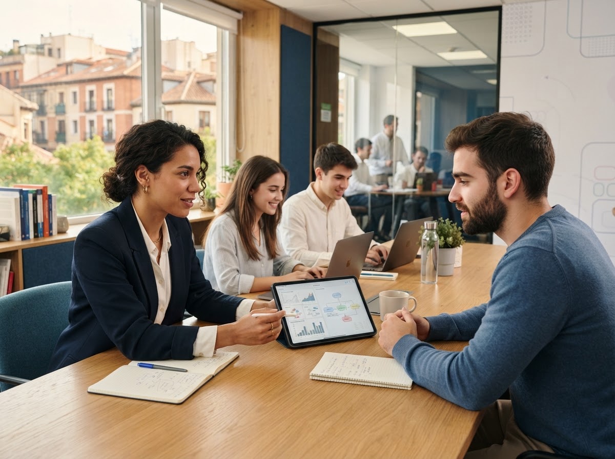 Zorvalía IA equipo revisando modelos de análisis de datos financieros